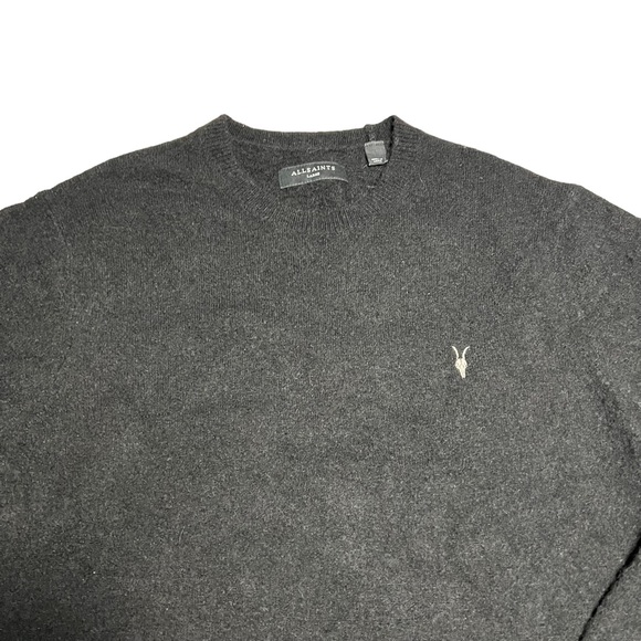AllSaints Pierre Crewneck Black Pullover Rimmed Trim Sweater Men’s Size Large - Picture 6 of 10
